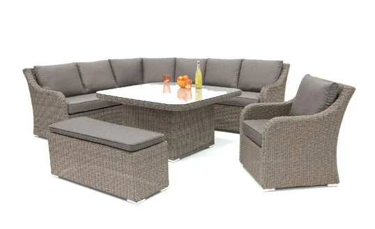 Madrid Corner Set in Rattan finish from KETTLER's Casual Dining range on a white background.