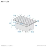 Dimension drawing for palma sq height adjustable table