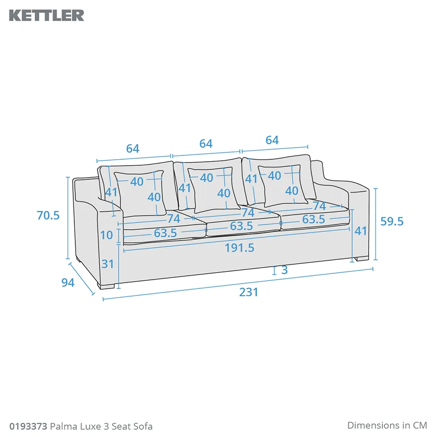 Kettler palma discount 3 seater sofa