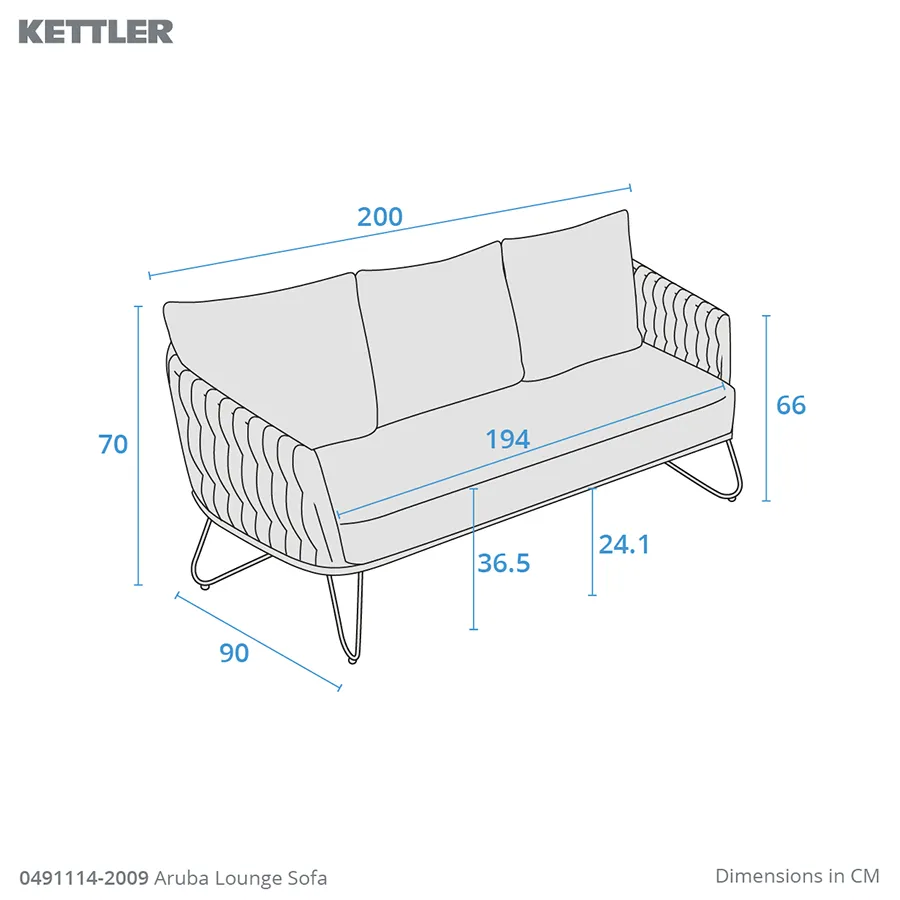 Dimension drawing Aruba lounge sofa