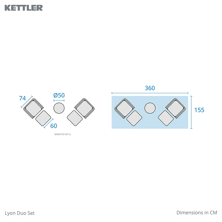 Lyon Duo Set footprint dimension drawings