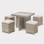 Palma Cube Set in Oyster with glass top table