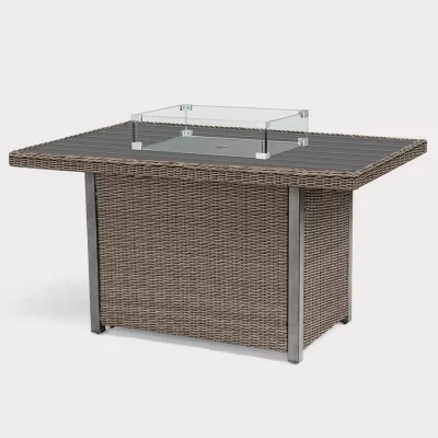 Palma mini fire pit table in rattan on a white background