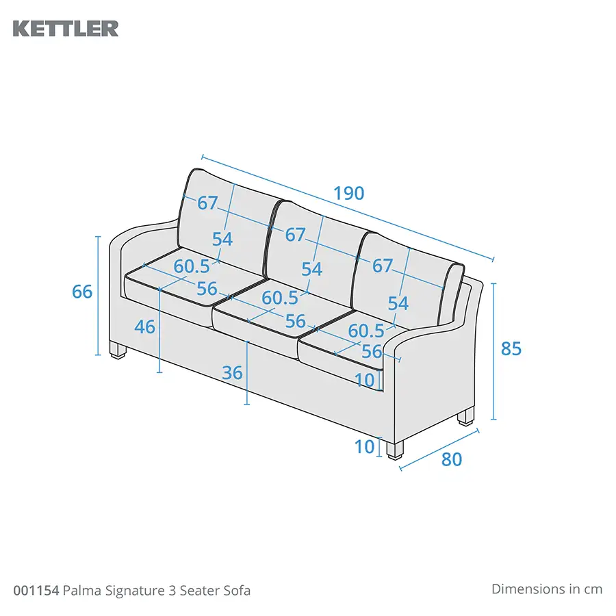 Palma Sofa product dimensions