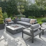 Gio 5 seat lounge set with fire pit table