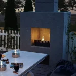 Classic Tenderflame fire place in a garden setting