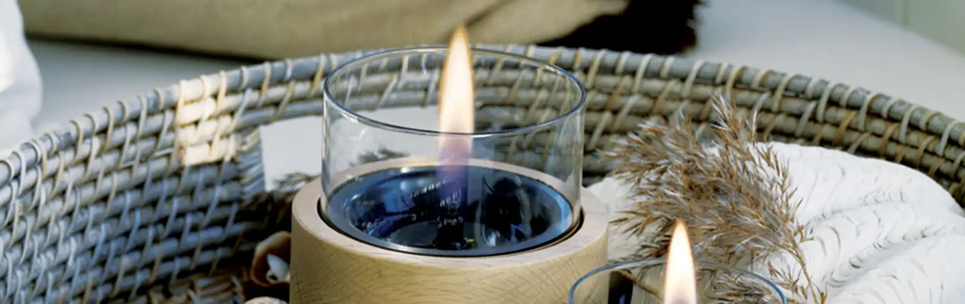 Tenderflame candle outdoors in a basket