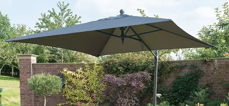 Square free arm parasol in the garden