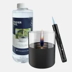 Tenderflame Starter Kit with black candle, lighter and tenderfuel