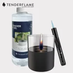 Tenderflame Starter Kit with black candle, lighter and tenderfuel