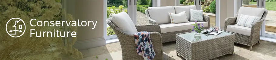 Garden furniture set in conservatory