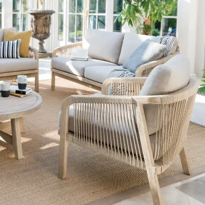 Cora Rope 4 seat lounge set in a sunny conservatory