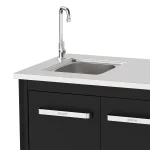 Close up of Cozze 2 door outdoor kitchen unit with sink and tap.