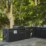 Cozze outdoor kitchen 2 door low unit in a row of L shaped outdoor kitchen units