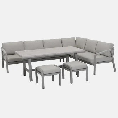 Como corner lounge dining set with footstools