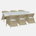 Palm dining table with 6 dining chairs