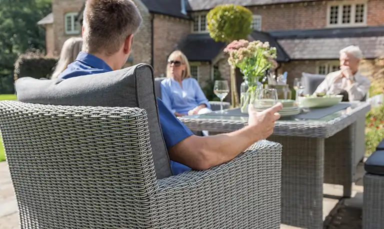 Palma sofa lounge set detail showing rattan in white wash