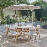 Kubu 6 seat dining set with wood effect parasol